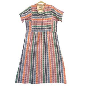Ace & Jig Laurel Spree Plaid Stripe Cotton Gauze Midi Dress Boho Pockets Large